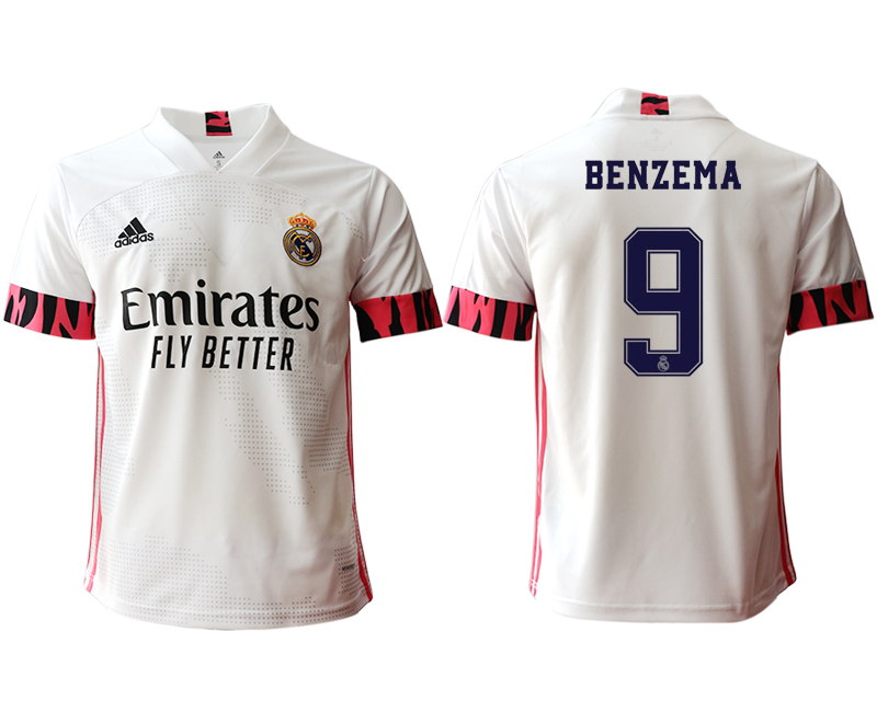 Men 2020-2021 club Real Madrid home aaa version #9 white Soccer Jerseys->real madrid jersey->Soccer Club Jersey